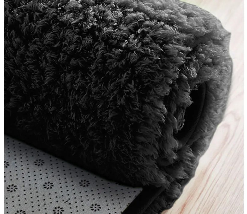 Čierny okrúhly koberec Alpaka Rozmer: 140