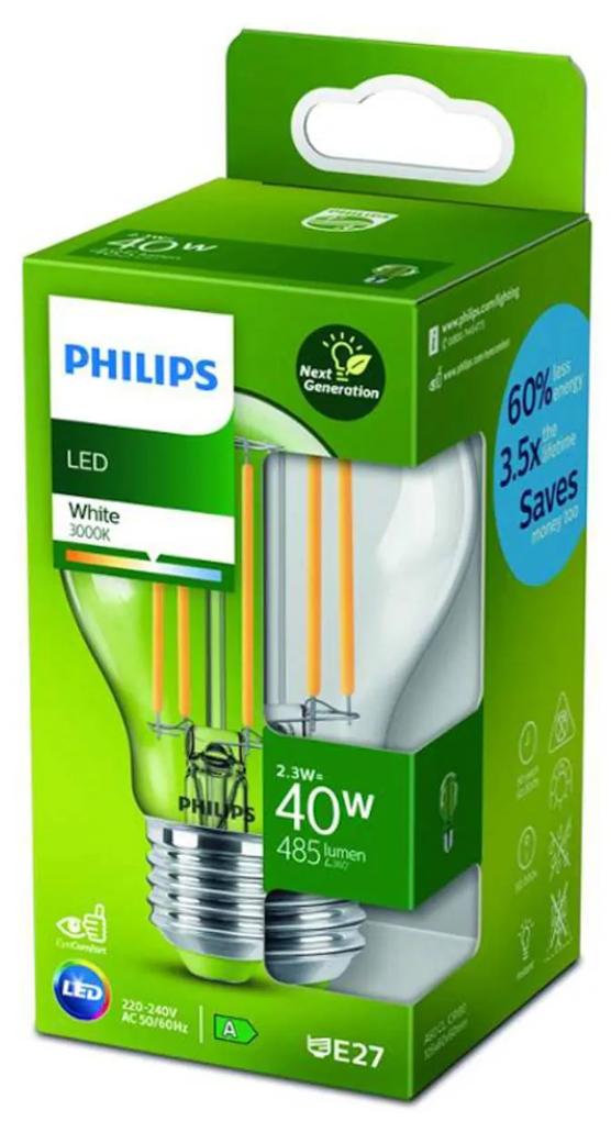 Philips LED žiarovka E27 2,5W 3000K filament 485lm