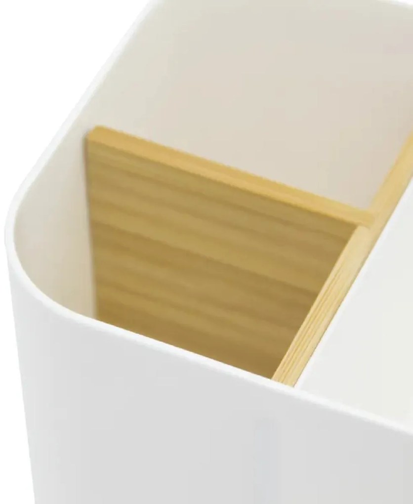 Kozmetický organizér s bambusovými priehradkami a vekom, SENBOO 15x12x11