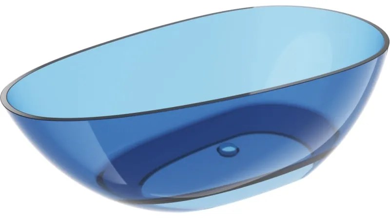 Mexen Glass Denim, voľne stojaca priesvitná vaňa 170 x 85 cm, chrómová zátka, 58061708507