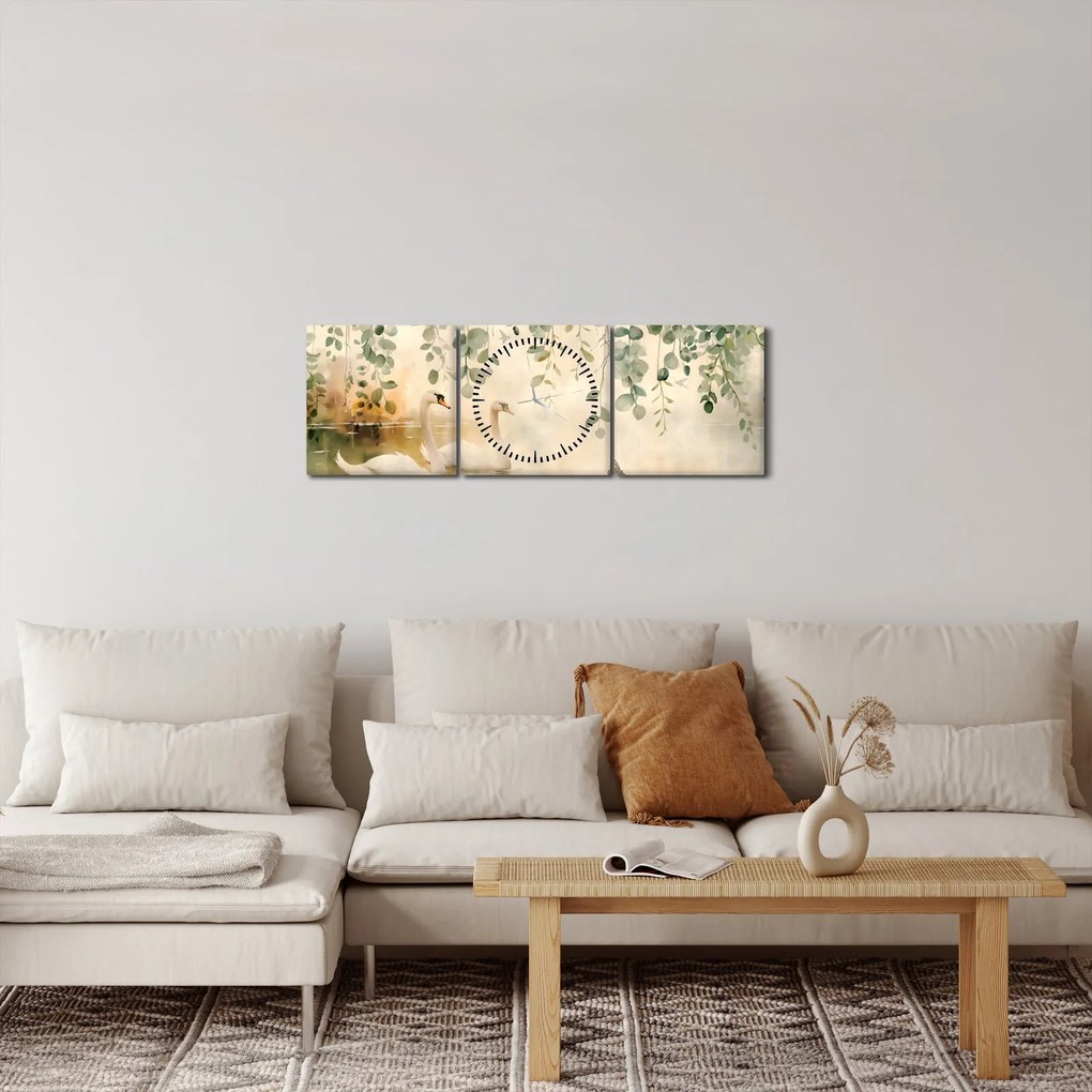 Obraz - Jazero, aquarel (s hodinami) (90x30 cm)