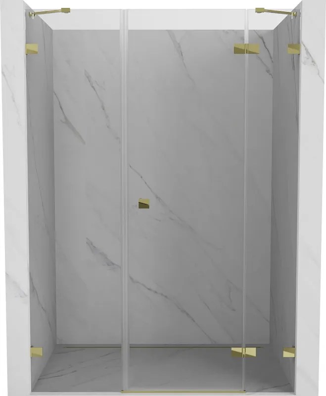 Mexen Lunar, pravé otočné sprchové dvere 130 cm, číre sklo, zlatý profil, 834S-130-050-50-00-P