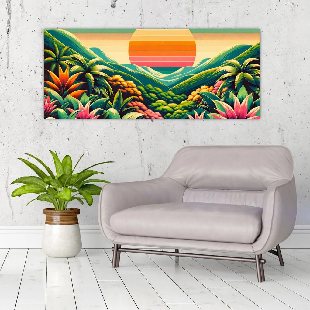 Obraz - Pestrofarebný západ slnka (120x50 cm)