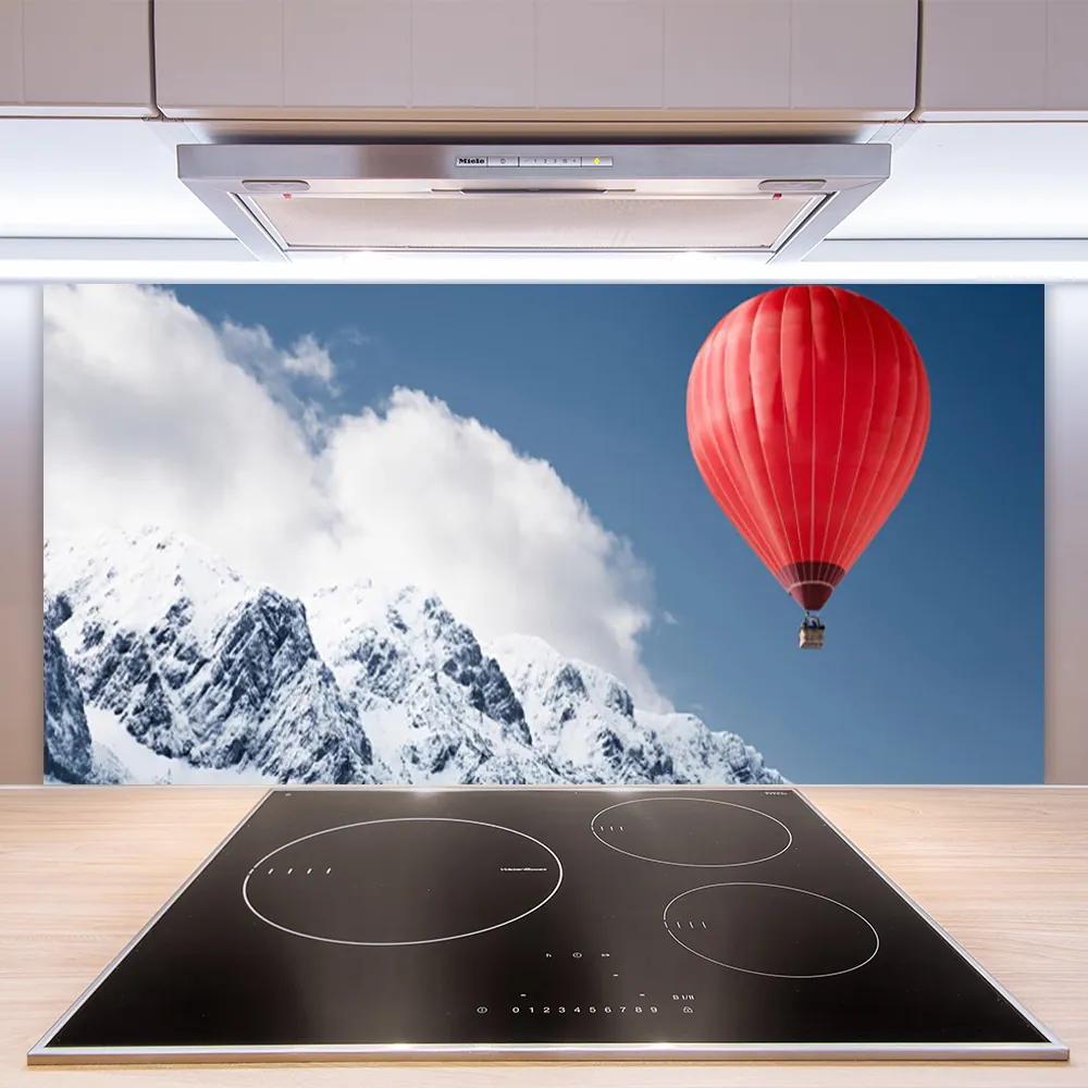 Sklenený obklad Do kuchyne Balón vrcholy hor zima 140x70 cm