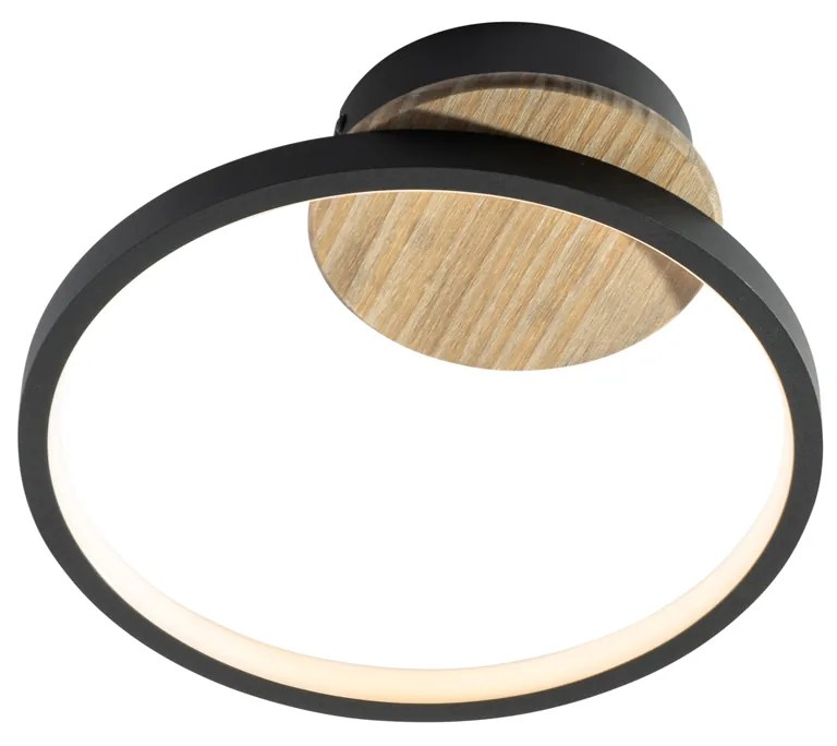 Moderné stropné svietidlo čierne s drevom vrátane LED s 3-stupňovým stmievaním - Alec