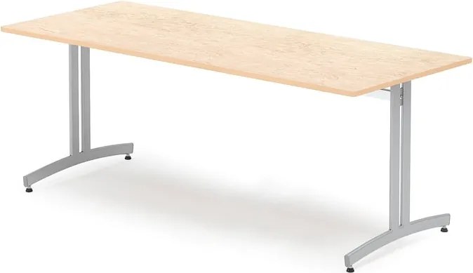 Jedálenský stôl, 1800x800 mm, béžové linoleum, šedá