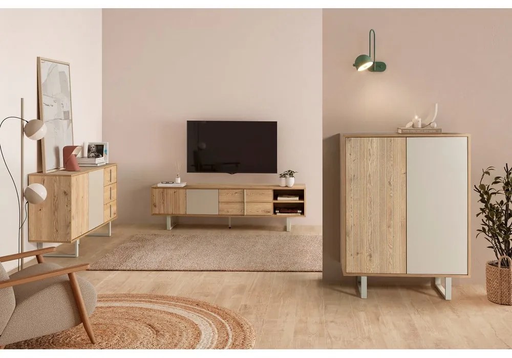 TV stolík v dekore duba v sivo-prírodnej farbe 180x51,5 cm Millay – Marckeric