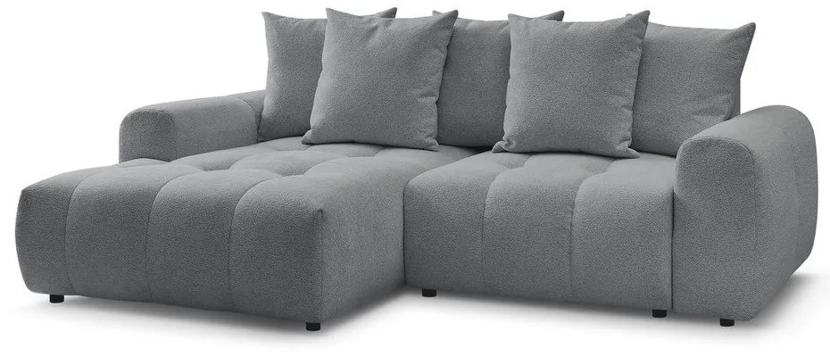 Sivá ženilková rozkladacia/s úložným priestorom rohová pohovka (ľavý roh/s leňoškou) Roxelane – Bobochic Paris