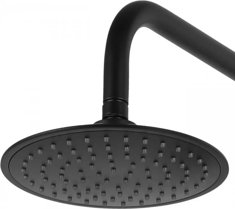 Erga Mutabi, sprchový set s batériou, hlavovou sprchou 20 × 20 cm a výtokom, čierna matná, ERG-YKA-BP.MUTABI-20-BLK