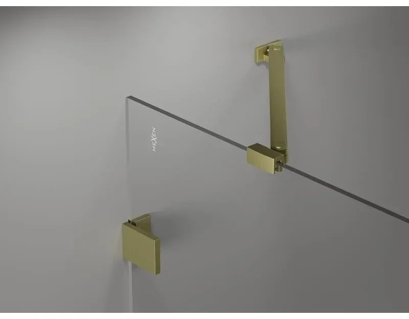 Mexen Lunar Duo, výklopný sprchový kút 100 x 90 cm, 8mm číre sklo, zlatý matný profil, 834-100L-090P-55-00