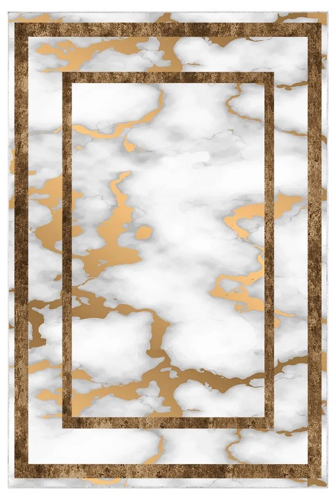 Súprava 2 kusov kúpeľňových predložiek MarmorLike biela/zlatá