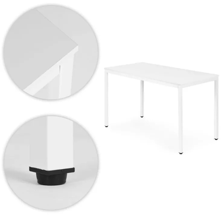 Kuchynský stôl biely 120 x 60 cm – univerzálny stôl pre 4–5 osôb