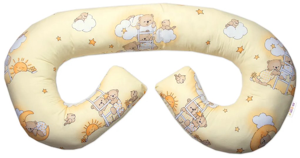 Dojčiace vankúš/relax. poduška MAXI, Medvedík na rebríku, žltý