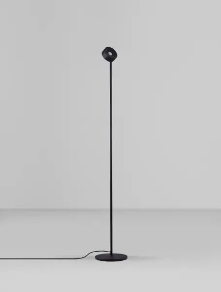 LED čierna stojaca lampa Irida so šošovkami