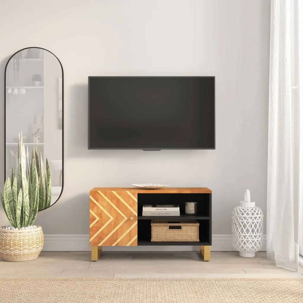 TV skrinka hnedo-čierna 80x31,5x46 cm masívne mango 356798