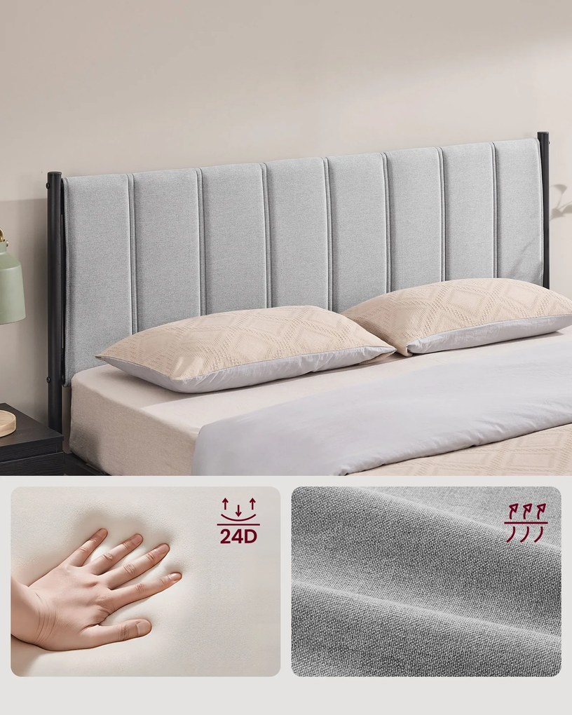 Rám manželskej postele VASAGLE 160 x 200 cm s oceľovými lamelami, sivá RMB975G01