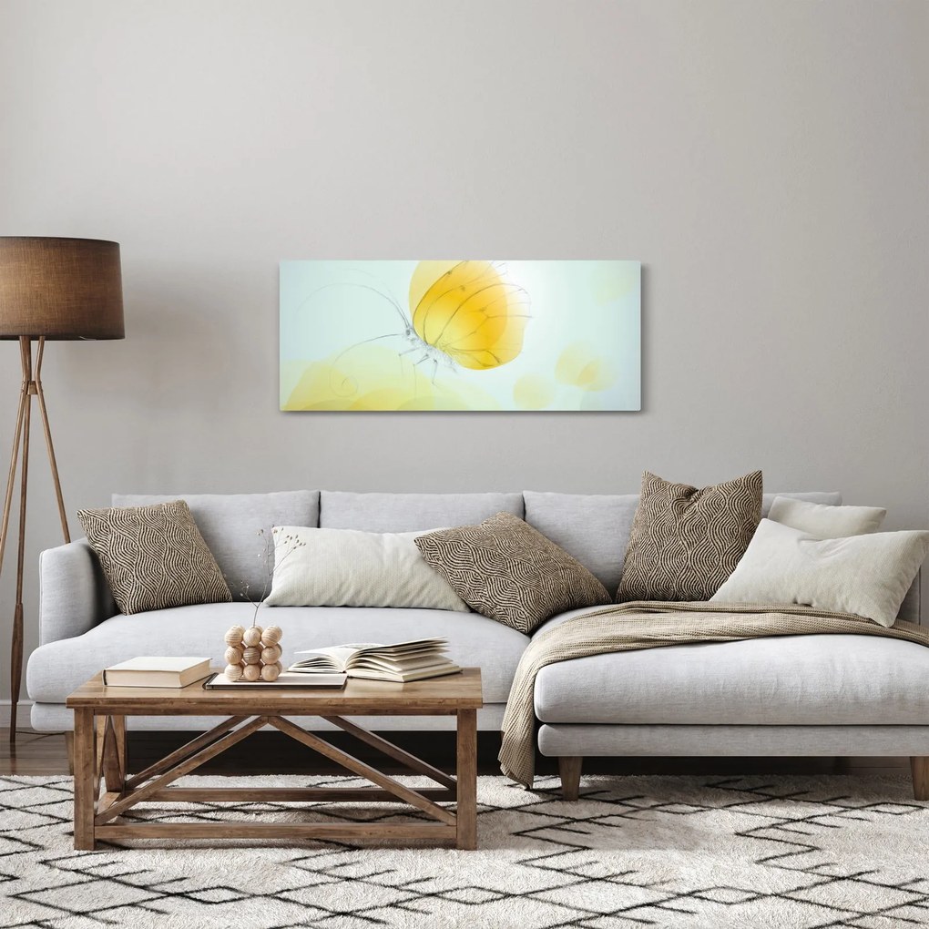 Obraz - Žltý motýľ (120x50 cm)