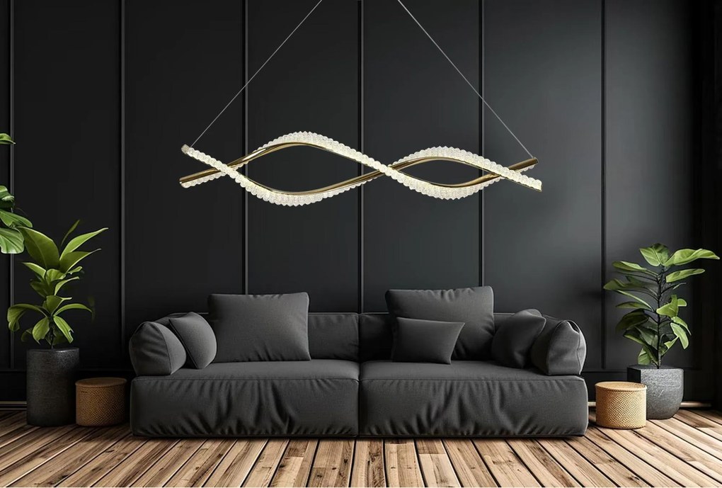Toolight Toolight, LED závesné svietidlo 95cm, 2800 lm, G033-CP, zlatá lesklá, OSW-06300