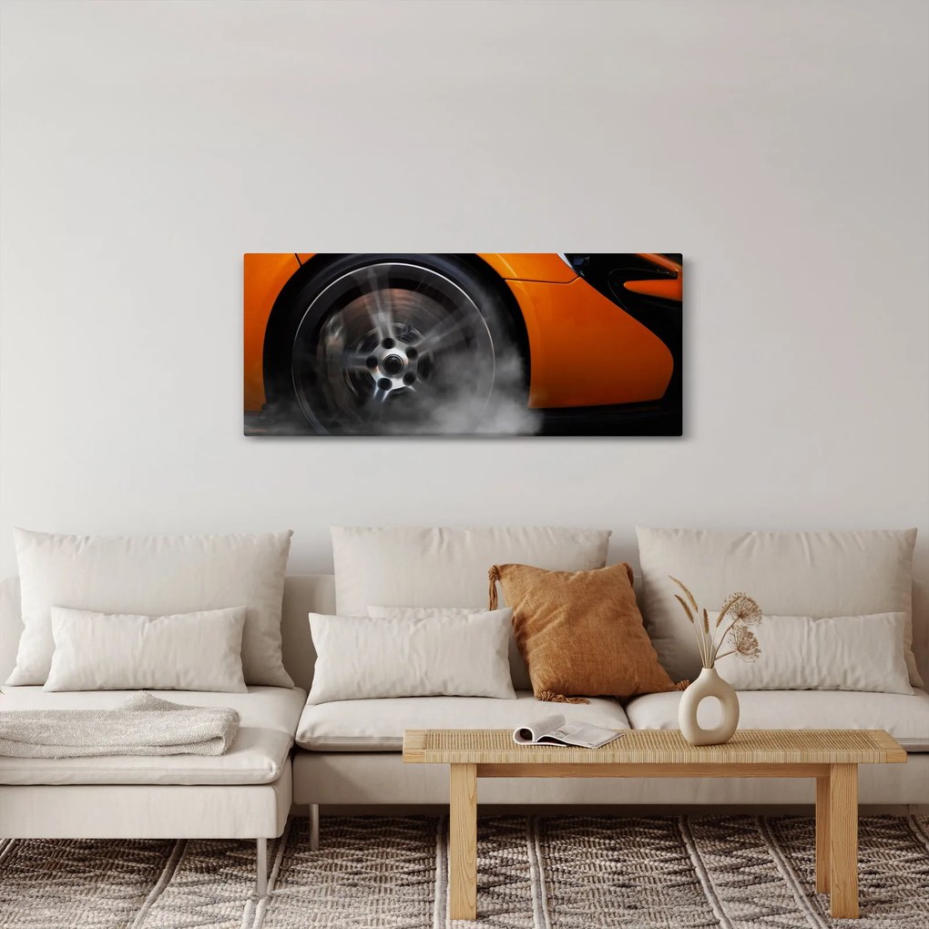 Obraz - Oranžový športiak (120x50 cm)