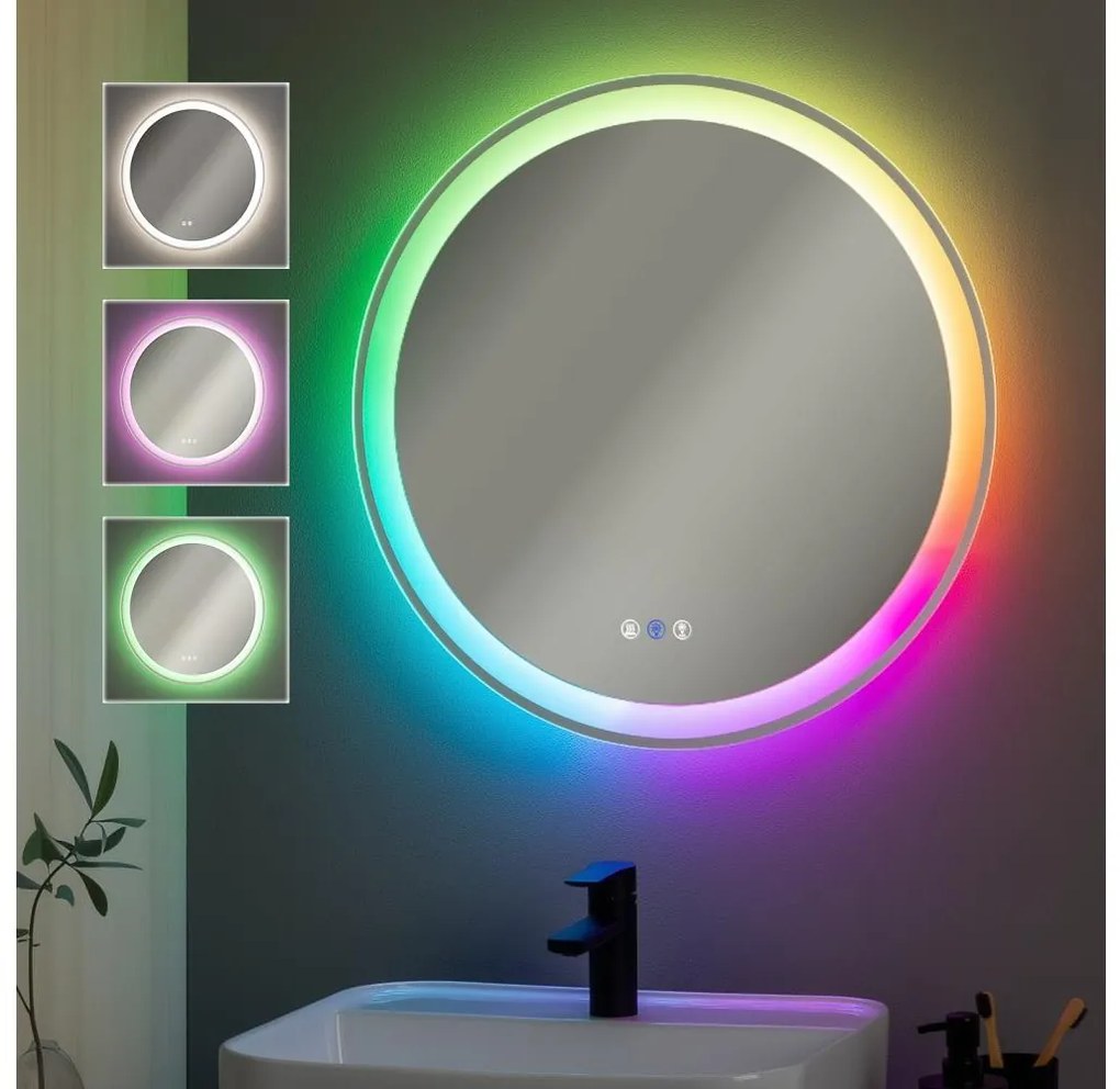 Brilagi- LED RGBW stmievateľné vyhrievané zrkadlo s podsvietením AVA PRO LED/18W/230V pr. 60 cm IP44