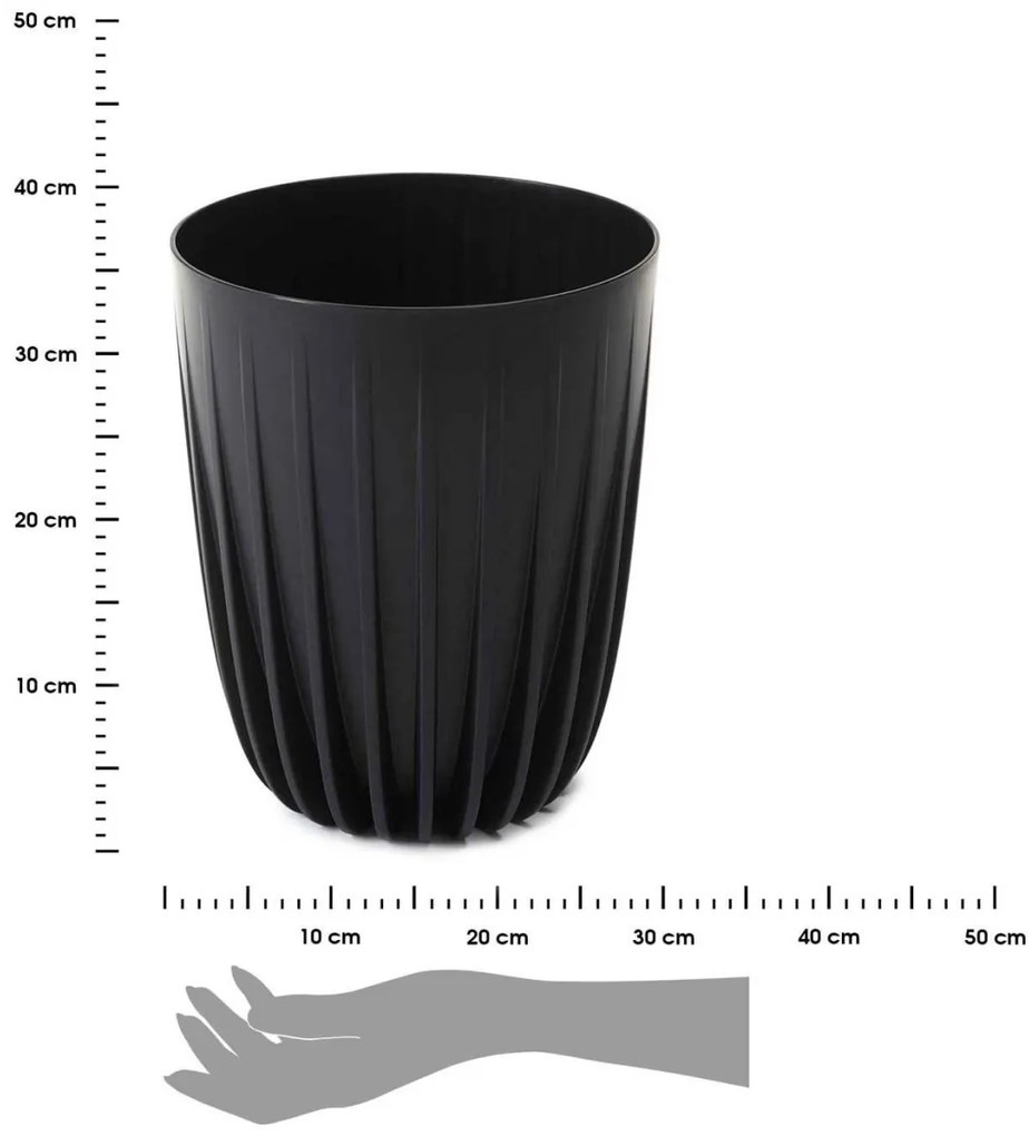 Kvetináč PÁSIKOVANÝ ECO V 30 cm čierny