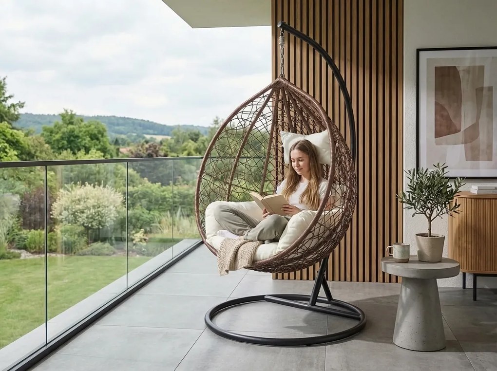 Hnedé závesné kreslo KOKON