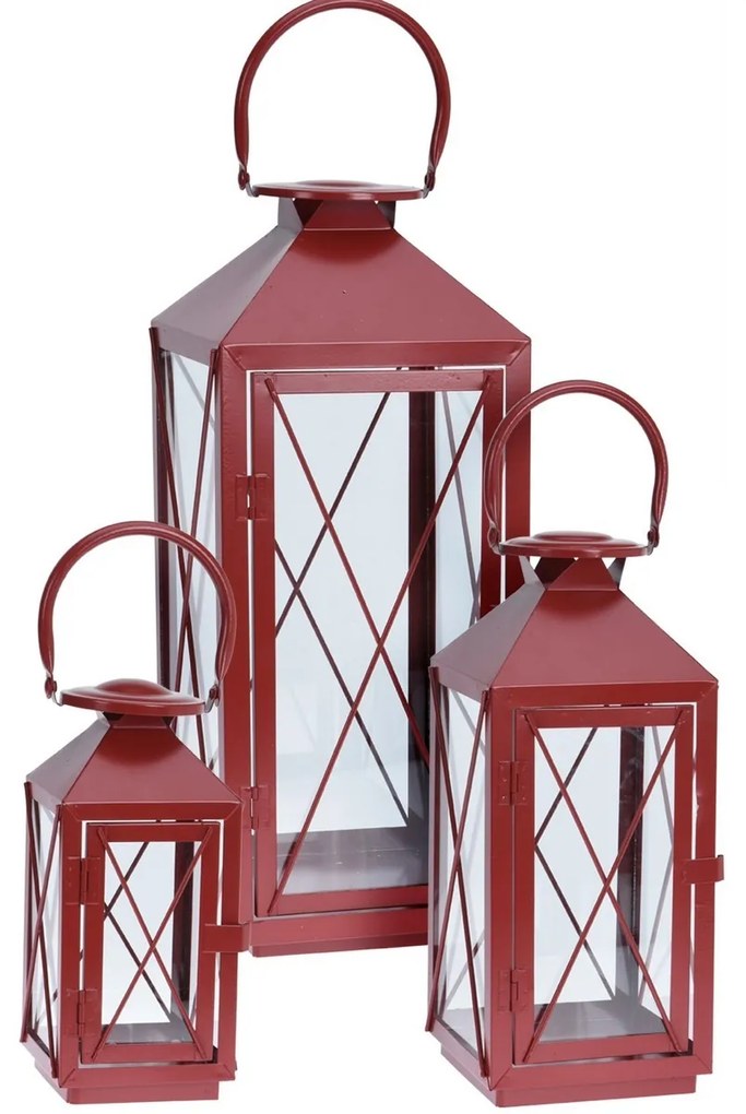 Sada kovových lampášov Reds 3 ks, červená