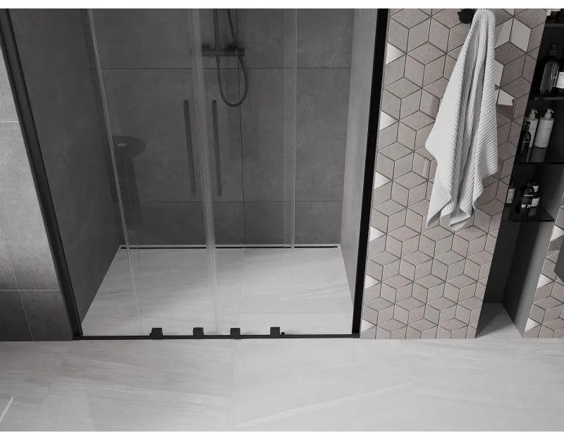 Mexen Velar Duo, posuvné dvere do otvoru 150x200 cm, 8mm číre sklo, čierna matná, 871-150-000-02-70