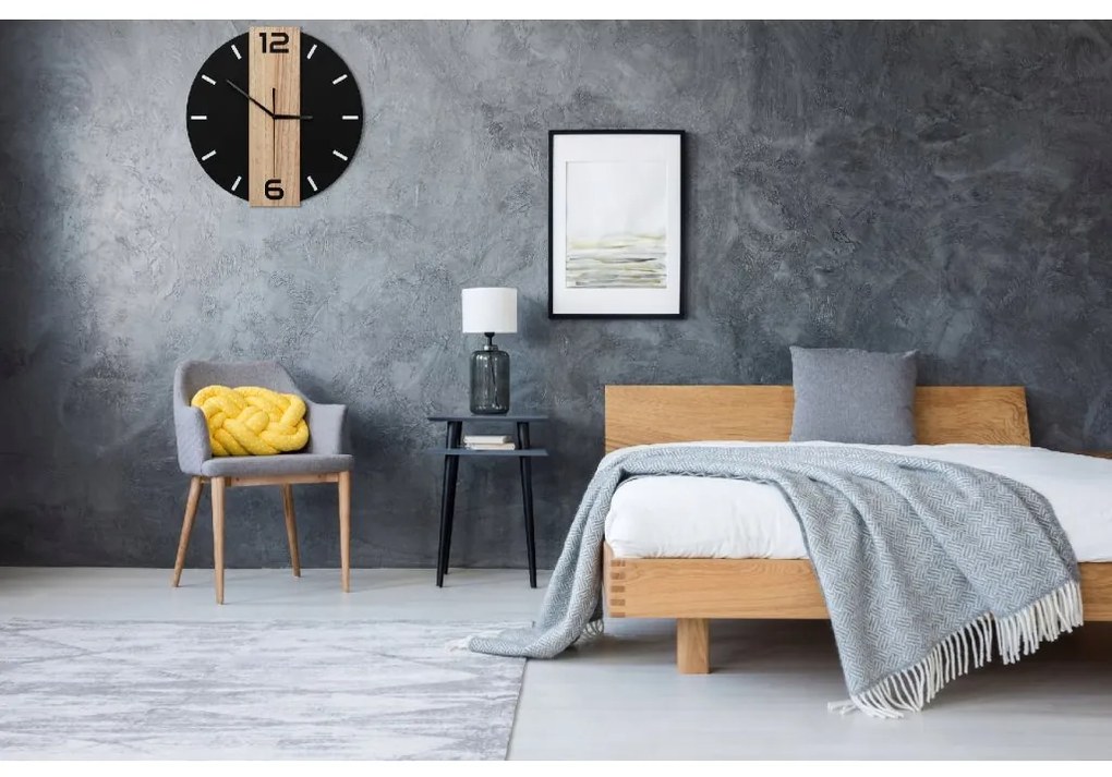 Tutumi Tutumi, okrúhle nástenné hodiny 35 cm kovové / drevené MC70901, čierna-hnedá, ZEG-08742