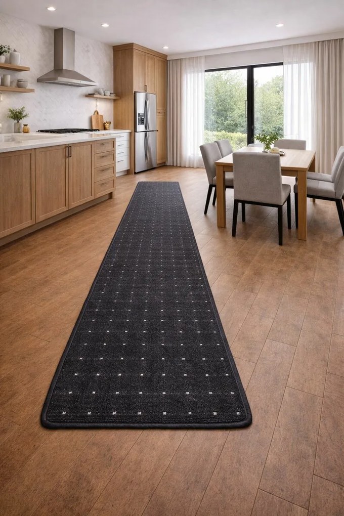 Condor Carpets, Koberec behúň na mieru Udinese antracit, šíre 70 cm, čierna, chodba / predsieň