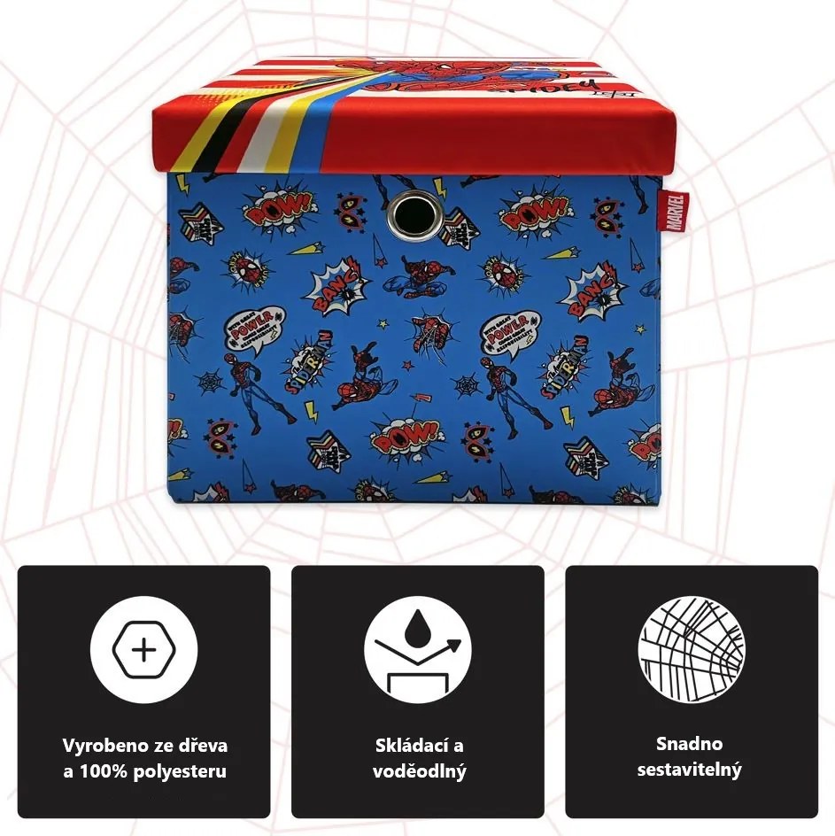 Taburet s úložným priestorom Spiderman - modrý