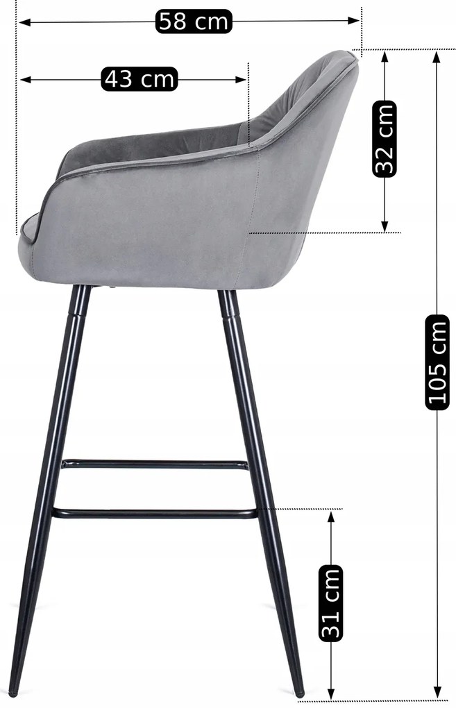 PROXIMA.store - Čalúnené barové kreslo SALEM FARBA: sivá