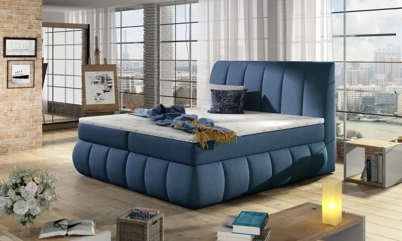 Posteľ Boxspring Vincenzia 200x180, modrá (látka - bvi 24)