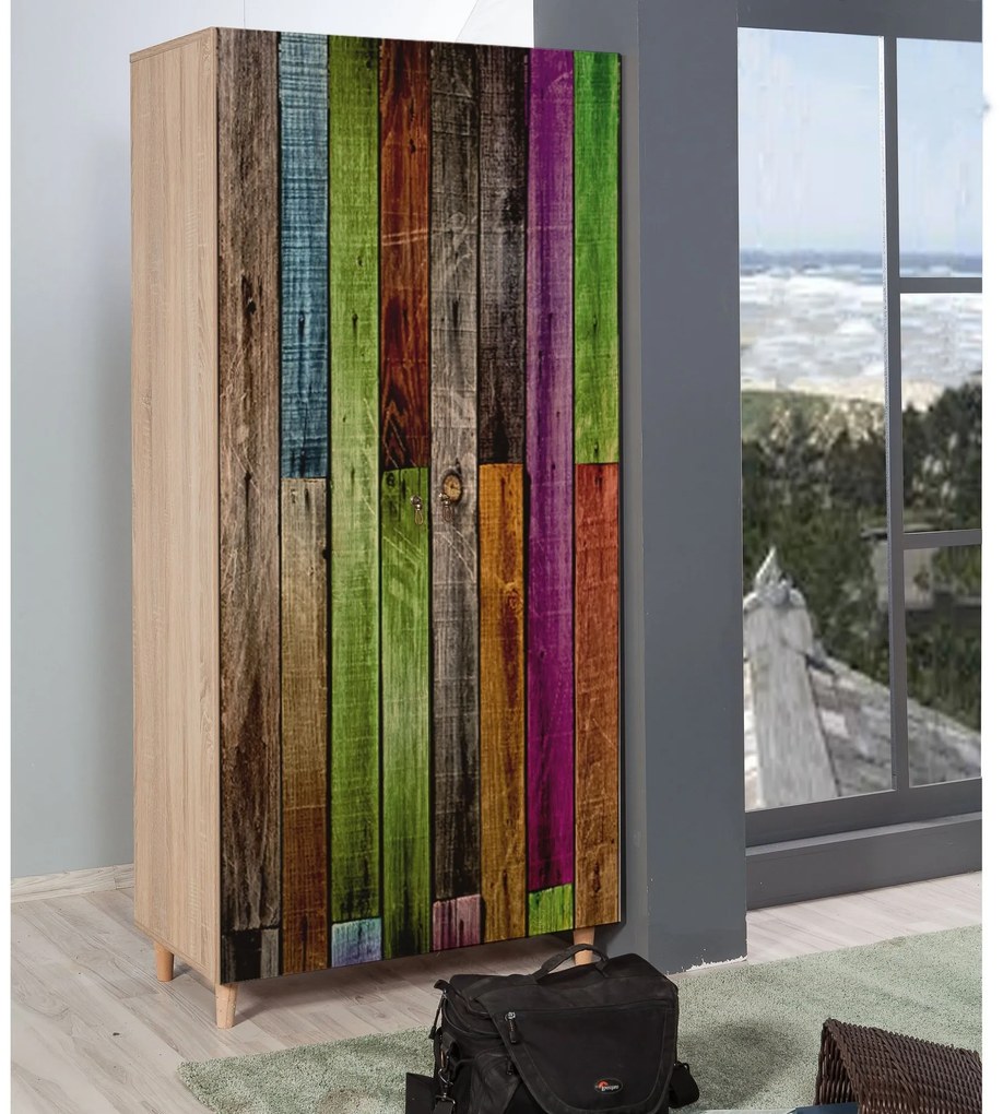 Šatní skříň Stil 90 cm dub sonoma/vícebarevná