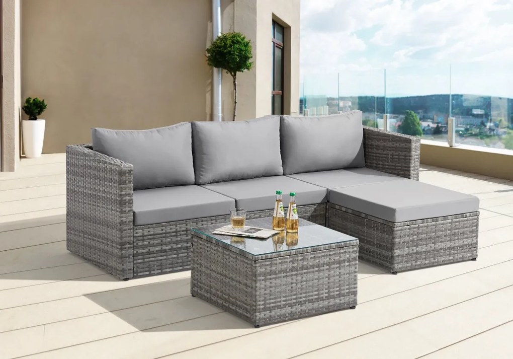 2dielna záhradná ratanová rohová súprava BestBerg Newport BBRF-1148G / sivá