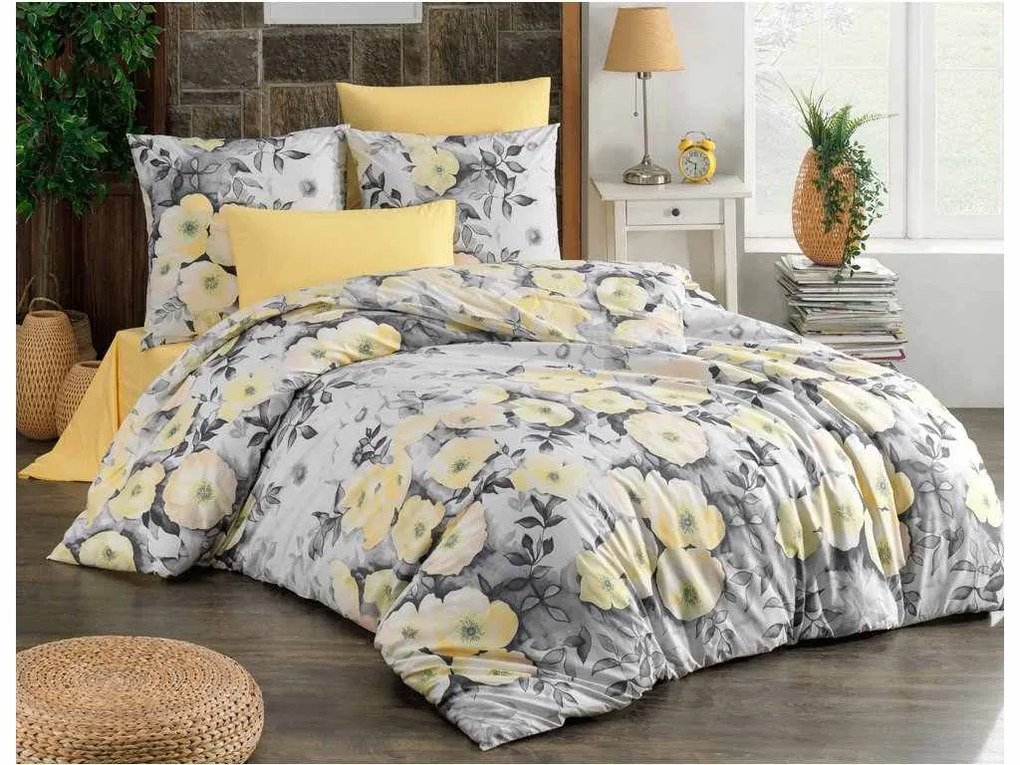 BedTex, Cz Bavlnené obliečky Alisa žlté DeLuxe Rozmer: 2x70x90 / 1x220x200 cm