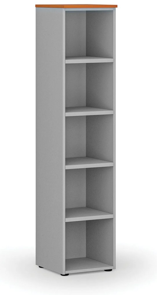 Kancelársky regál PRIMO GRAY, 400 x 420 x 1781 mm, sivá/čerešňa