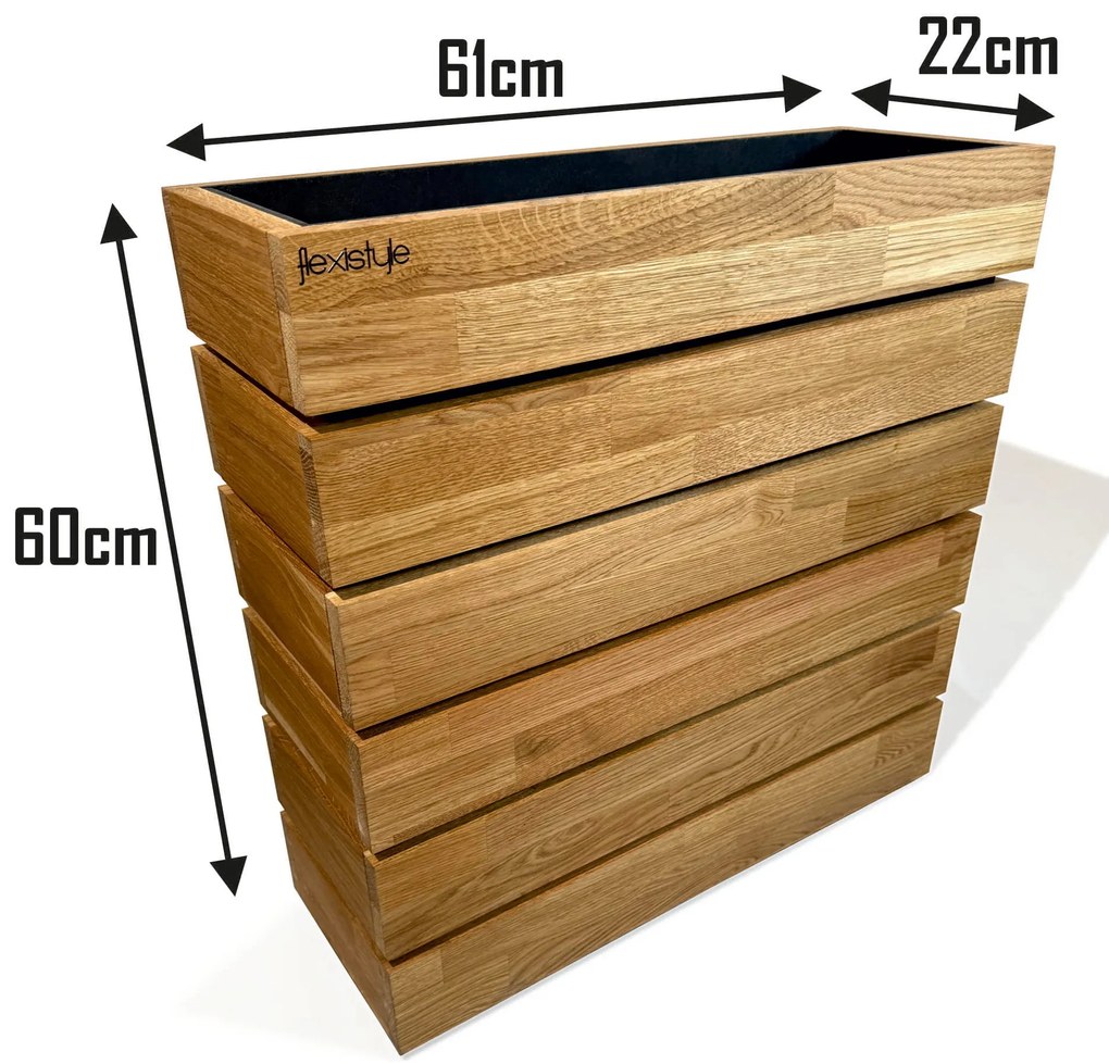 Dekorstudio Drevený dubový kvetináč do interiéru aj exteriéru 60x60x20cm