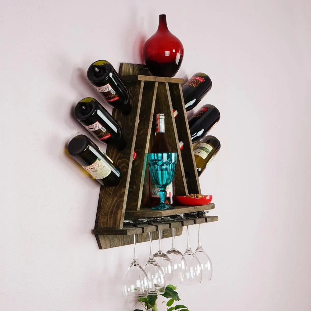 Stojan na víno DREVO 57 cm hnedý