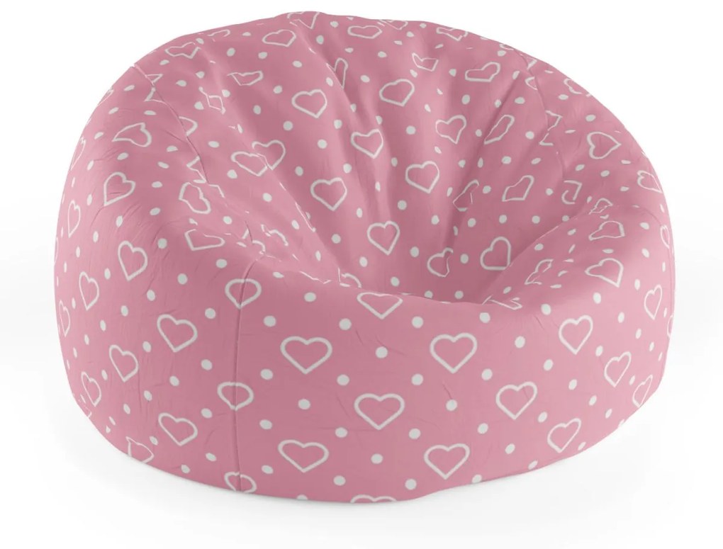 Sablio Sedací vak Cocoon Srdce a bodky - 75 x 45 x 35 cm