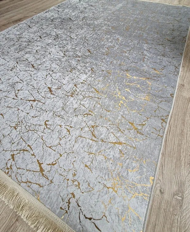 Moderný koberec Parys v sivo-zlatej kombinácii – nízky vlas Rozmer: 50x80 cm