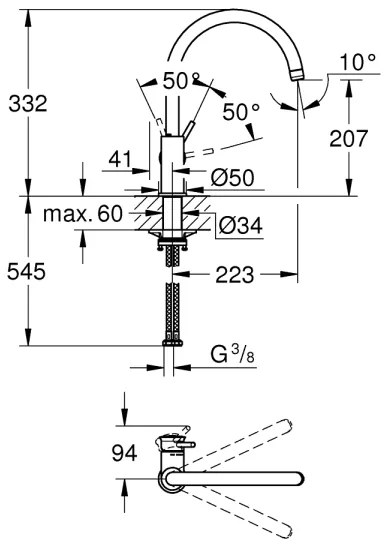 GROHE 31553001 - Drezová batéria START CLASSIC, lesklý chróm