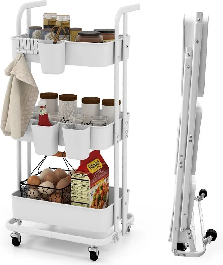 3-vrstvový skladací servírovací vozík