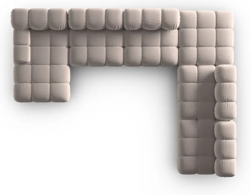 Svetlohnedá zamatová modulárna rohová pohovka (pravý roh/do tvaru "U") Bellis – Micadoni