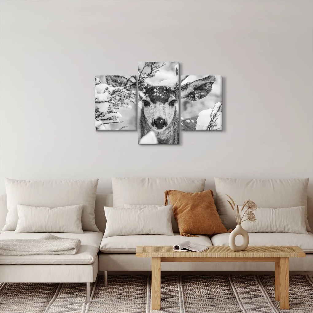 Obraz - Jeleň v zime (90x60 cm)