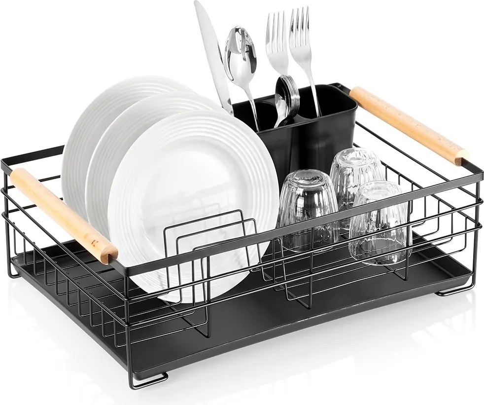 VILDE Odkvapkávač na riad čierny VILDE, 43 x 28,5 x 14,5 cm