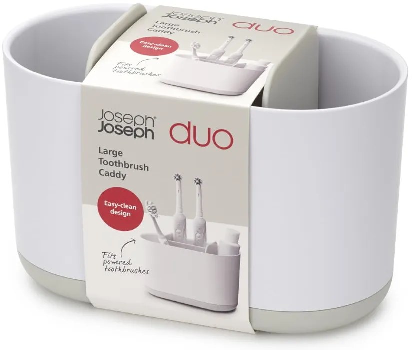 Biely plastový téglik na zubné kefky Duo – Joseph Joseph