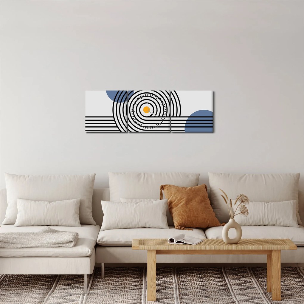Obraz - Minimalistická abstrakcia N⁰1 (s hodinami) (90x30 cm)
