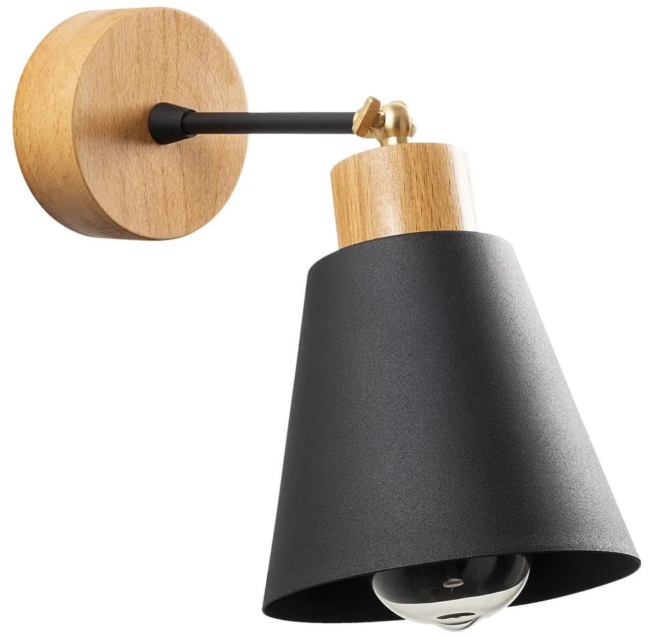 Nástenné svietidlo v čiernej a prírodnej farbe ø 14 cm Manavgat – Opviq lights