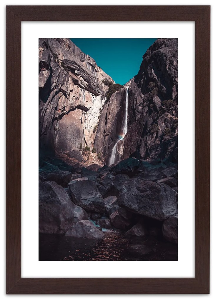 Gario Plagát Vodopád medzi vysokými skalami Farba rámu: Bez rámu, Rozmery: 40 x 60 cm